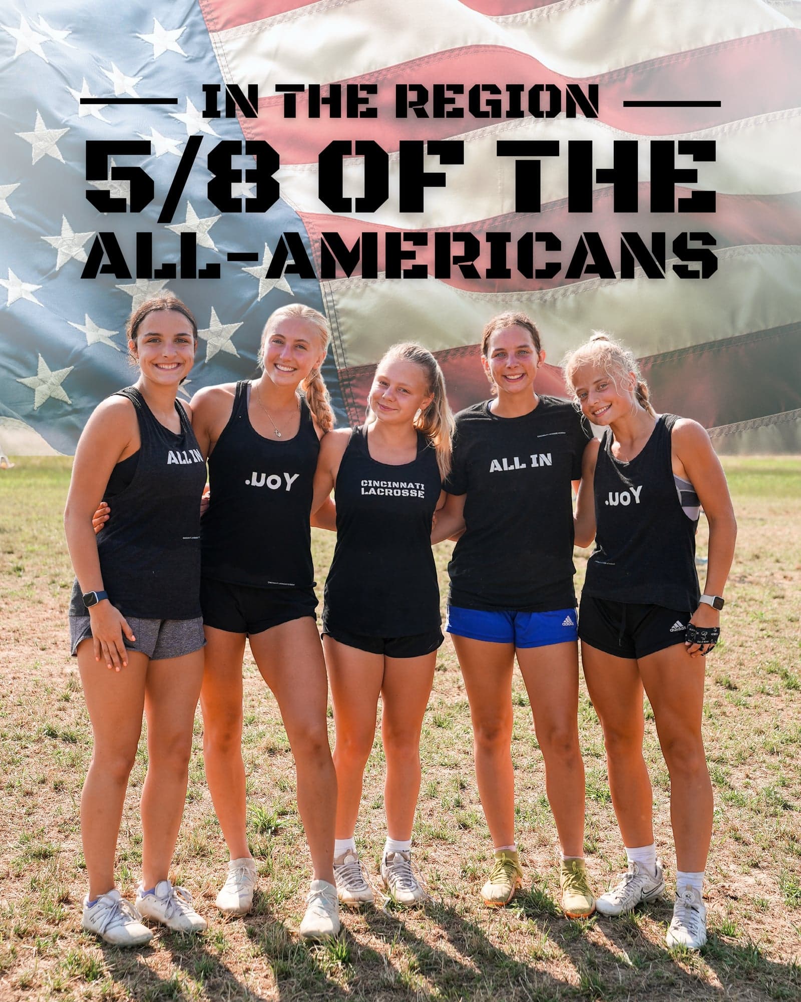Five You. First All-American players posing together — 5 of 8 regional All-Americans train with You. First